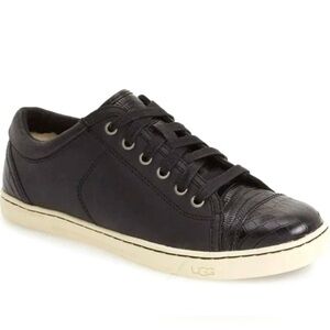 UGG Taya Croco  Black Leather Casual Sneakers Women’s Size 8